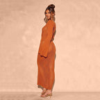 Damen figurbetontes Netzkleid mit raffiniertem Muster R&B
