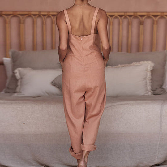 Damen Leichter Jumpsuit mit praktischen Taschen R&B