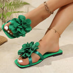 Damen Zehentrenner-Sandalen mit dekorativem Blumen-Detail und rutschfester Sohle R&B