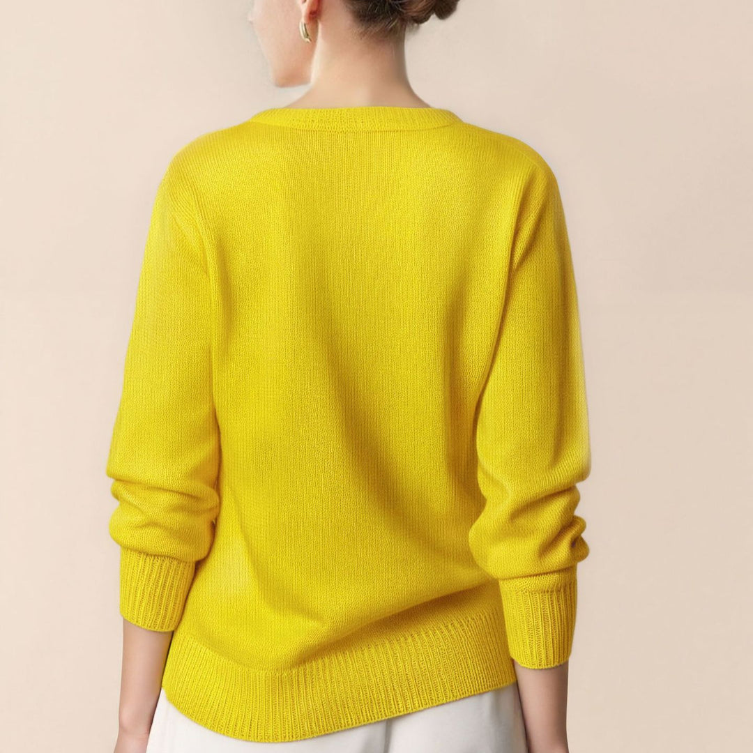 Damen Pullover mit V-Ausschnitt und strukturierter Optik R&B