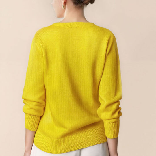 Damen Pullover mit V-Ausschnitt und strukturierter Optik R&B