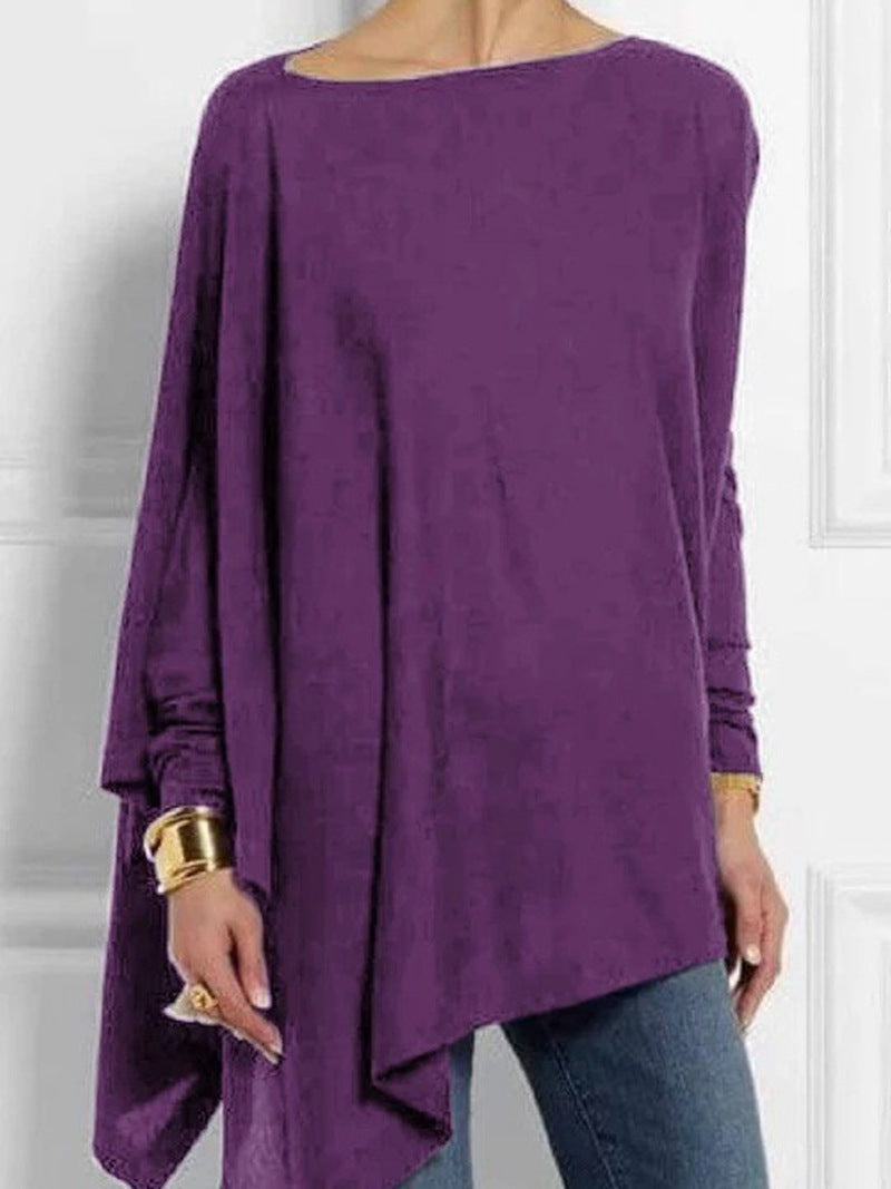 Damen nan drapierte Oversize-Tunika mit schrägem Zipfelsaum und weiten Fledermausärmeln R&B