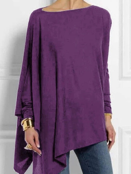 Damen nan drapierte Oversize-Tunika mit schrägem Zipfelsaum und weiten Fledermausärmeln R&B