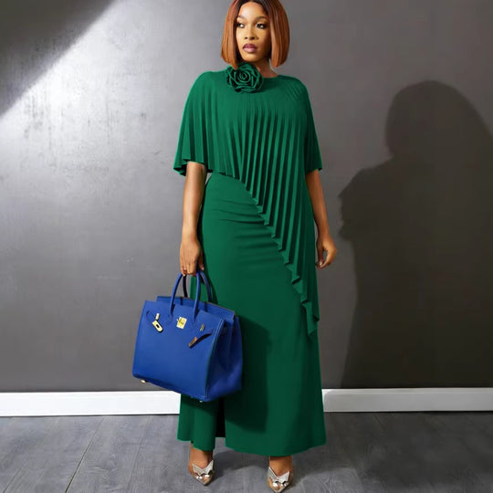 Damen ärmelloses Maxi-Kleid mit elegantem Faltenverlauf R&B