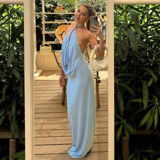 Damen Elegantes Abendkleid mit tiefem V-Ausschnitt und fließendem Stoff R&B