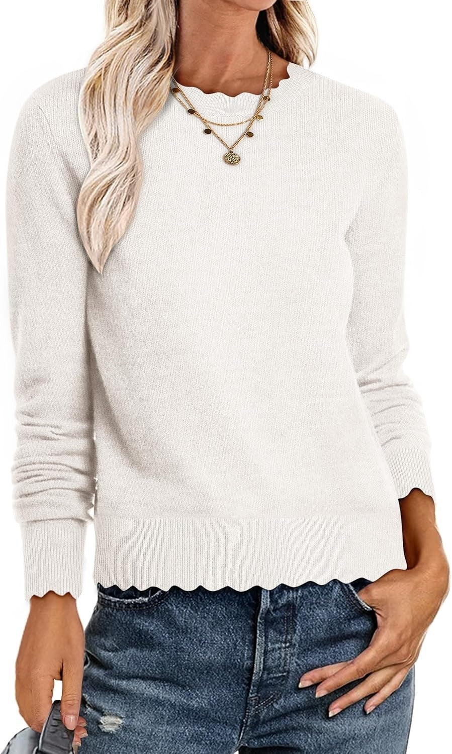 Damen Sweater mit Wellenkante R&B