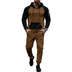 Herren nan zweiteiliges Kapuzen-Sweatset mit Raglanärmeln, Ärmel-Zip-Tasche und tapered Jogginghose R&B