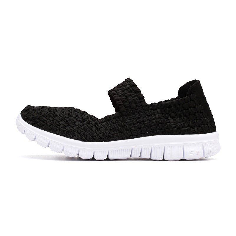 Damen nan elastischer Mary-Jane-Riemchen-Komfortschuh mit gewebtem Stretch-Obermaterial und flexibler Leichtsohle R&B