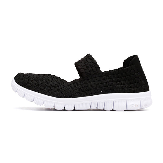 Damen nan elastischer Mary-Jane-Riemchen-Komfortschuh mit gewebtem Stretch-Obermaterial und flexibler Leichtsohle R&B