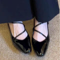 Damen Ballerinas mit elegantem Kreuzriemen und hochglänzender Oberfläche R&B