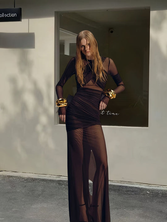 Damen Figurbetontes Wickelkleid mit raffinierten Drapierungen und langem Arm R&B