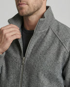 Herren kastig geschnittene Wollmix-Zipjacke mit Stehkragen Raglanärmeln und Rippbündchen R&B