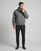 Herren kastig geschnittene Wollmix-Zipjacke mit Stehkragen Raglanärmeln und Rippbündchen R&B