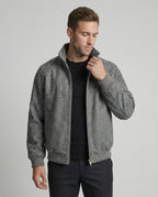 Herren kastig geschnittene Wollmix-Zipjacke mit Stehkragen Raglanärmeln und Rippbündchen R&B
