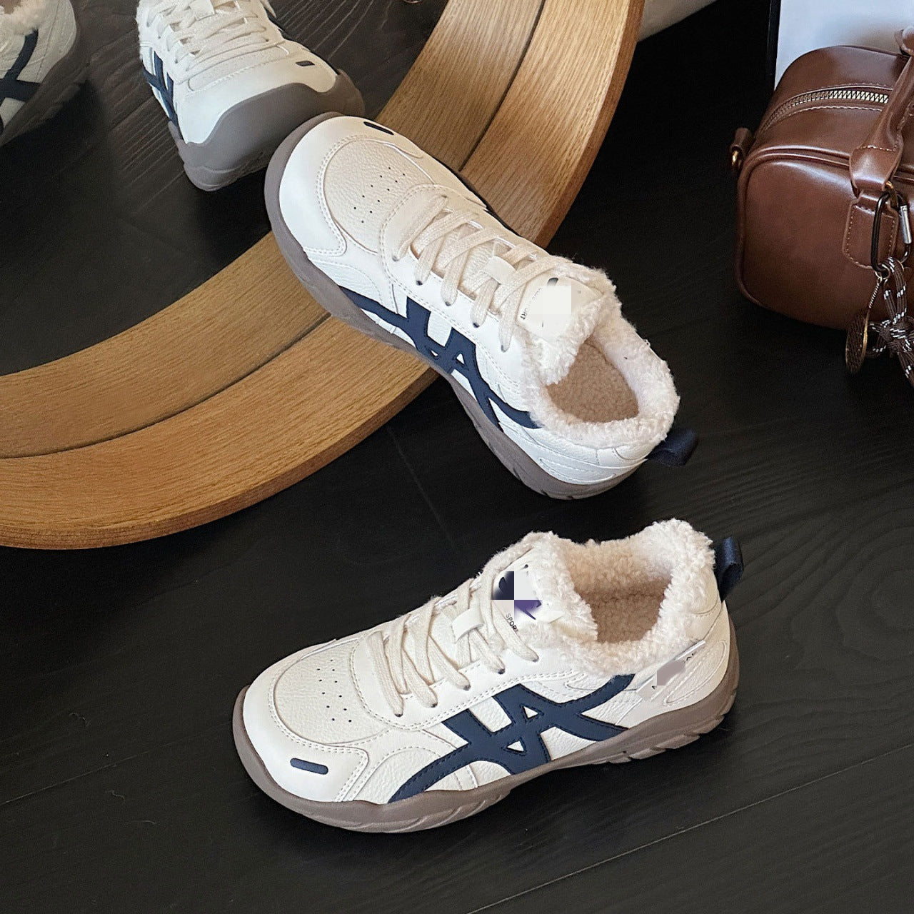 Damen Fleecegefütterte Sneakers mit rutschfester Sohle und modischem Design R&B