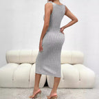 Damen Figurbetontes Trägerkleid mit seitlichem Schlitz R&B