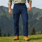 Herren nan robuste Outdoor-Cargohose mit elastischem Tunnelzugbund und aufgesetzten Klappentaschen R&B