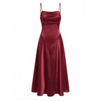 Damen Satin Abendkleid mit Drapé-Ausschnitt R&B