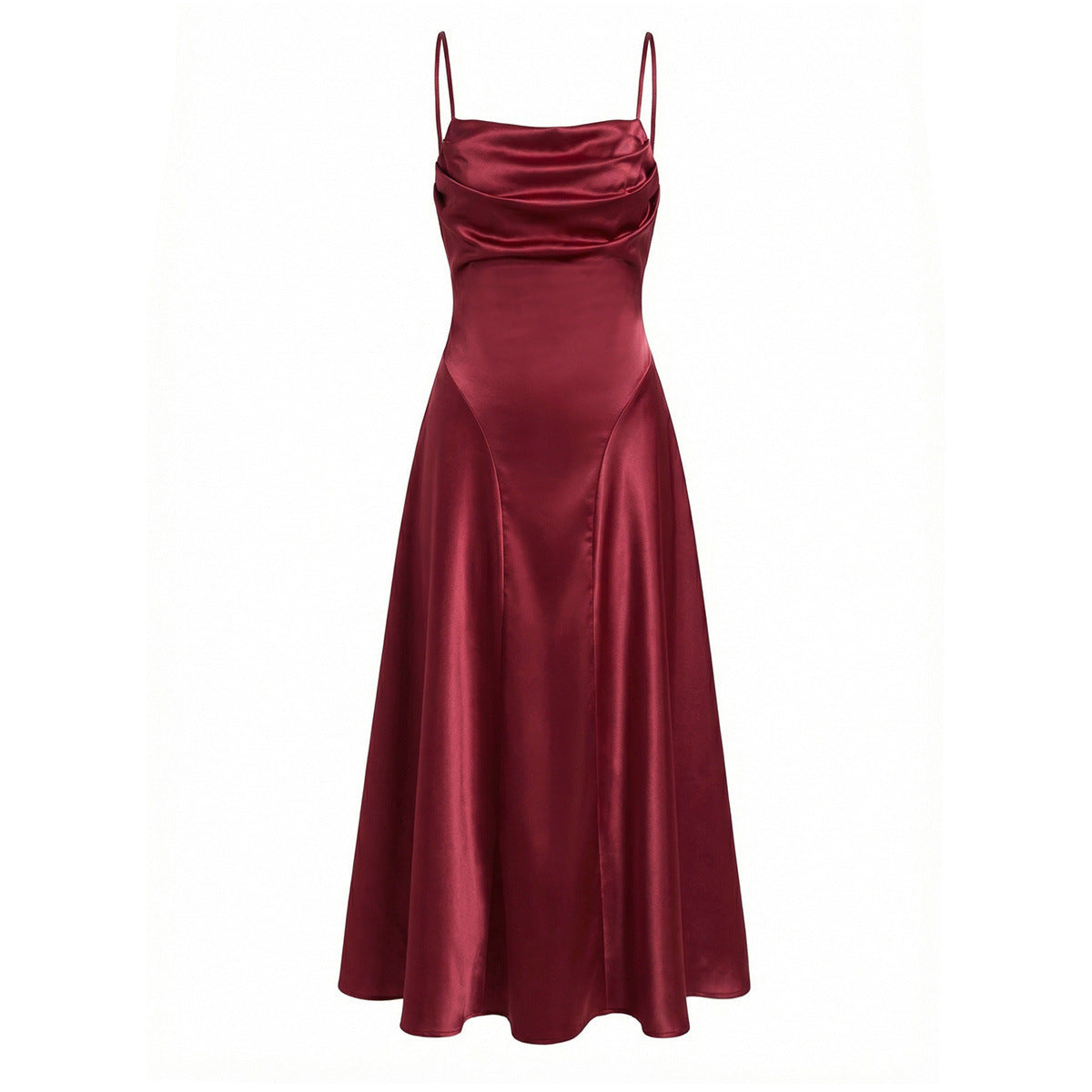 Damen Satin Abendkleid mit Drapé-Ausschnitt R&B