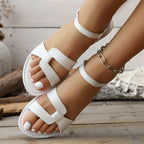 Damen elegante Flachsandalen mit dezentem Schleifen-Detail und verstellbarem Riemen R&B