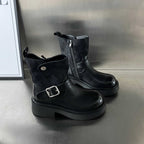 Damen Kick-Boots mit modischem Riemen und stabiler Gummisohle R&B