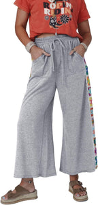 Damen Weite Freizeithose mit buntem Seitenstreifen R&B