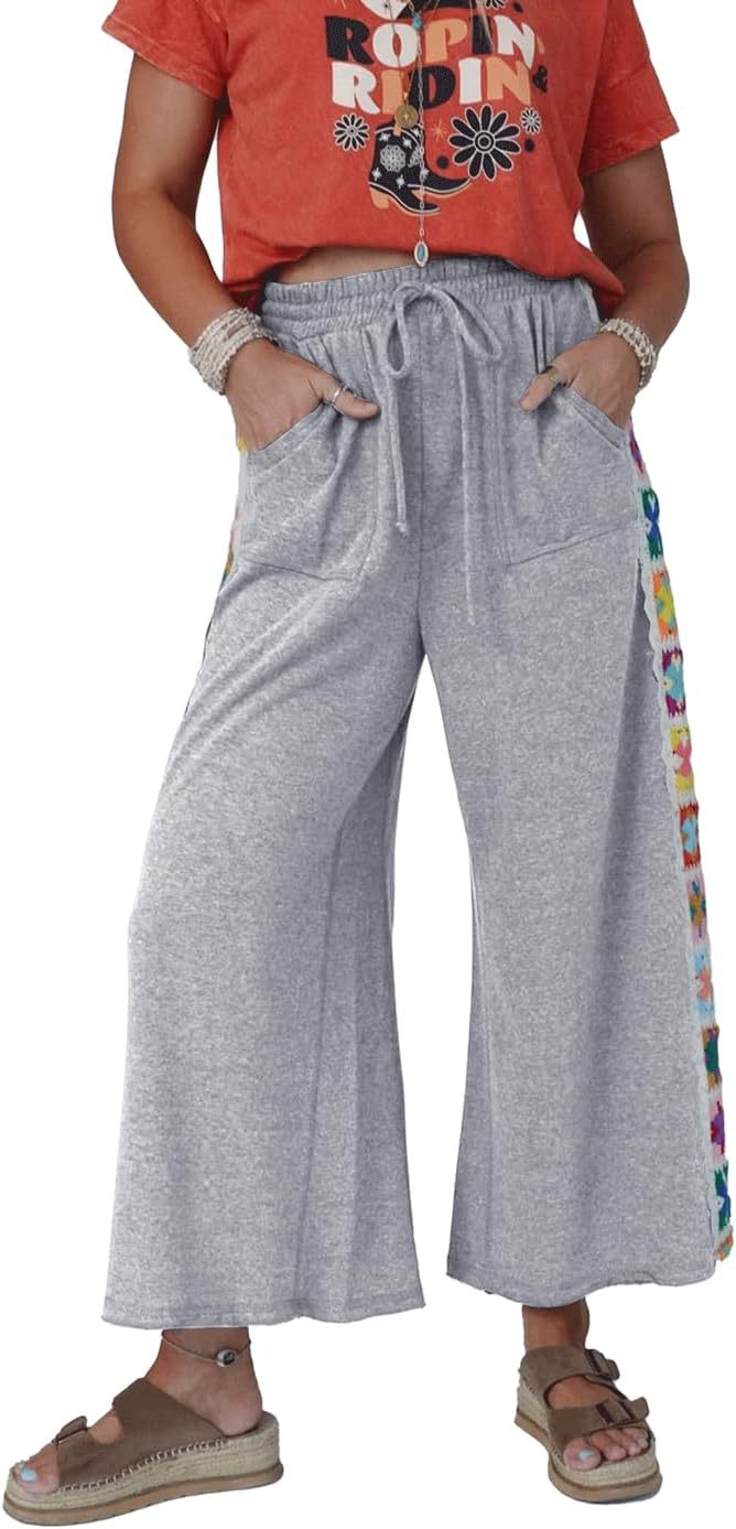 Damen Weite Freizeithose mit buntem Seitenstreifen R&B