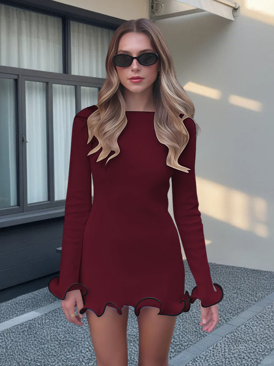 Damen Minikleid mit verspieltem Saum R&B