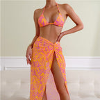 Damen Bikini mit floralem Muster und eleganter Strandumhüllung R&B