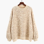Damen Oversized Strickpullover mit Leopardenmuster und weichem Material R&B