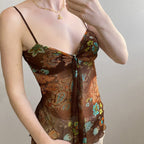 Damen Blumenmuster Spaghetti-Trägertop mit fließendem Design R&B