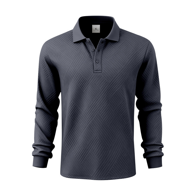 Herren nan langärmeliges Poloshirt aus strukturiertem Jacquardstrick R&B