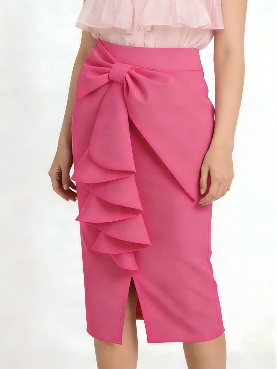 Damen Figurbetonter Midi-Rock mit elegantem Schleifendetail R&B