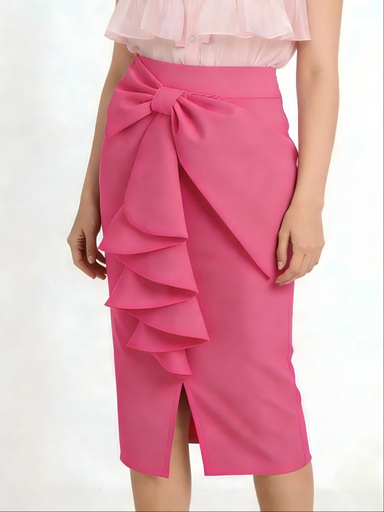 Damen Figurbetonter Midi-Rock mit elegantem Schleifendetail R&B