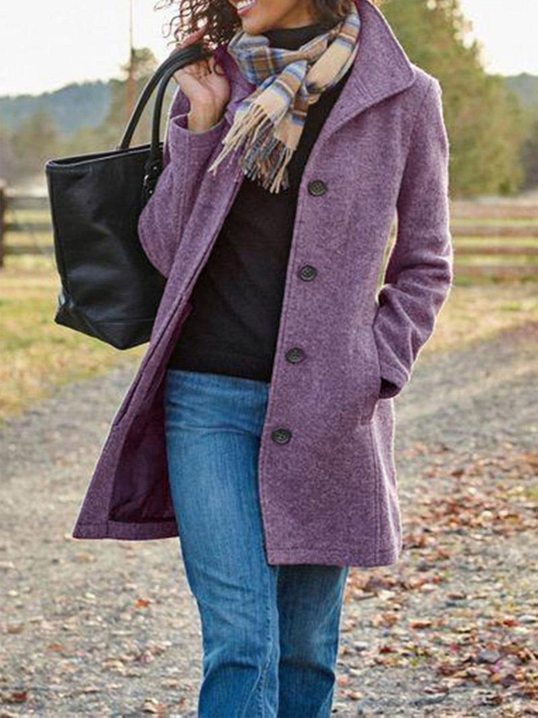 Damen eleganter Wollmantel mit klassischem Revers R&B