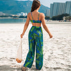 Damen Badeset mit floralem Design und lockeren Palazzohosen R&B