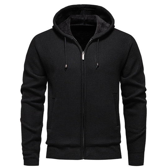 Herren sportliche Fleecejacke mit hohem Kragen und Reißverschluss R&B