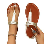 Damen Zehentrenner-Sandalen mit elegantem Riemendesign und modischem Glanz R&B