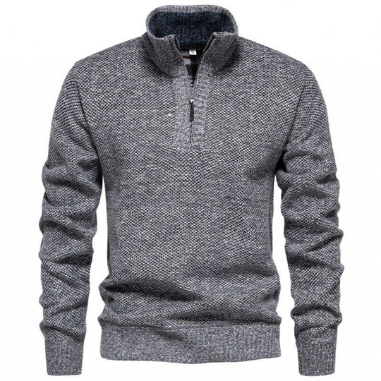 Herren Hochwertiger Pullover mit Stehkragen und Reißverschluss R&B