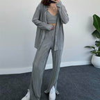 Damen elegantes Loungewear Set mit schicker Streifenoptik und weitem Schnitt R&B