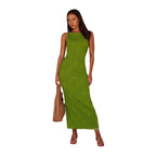 Damen Langarm Maxikleid mit elegantem Rippstrickmuster und körpernahem Schnitt R&B