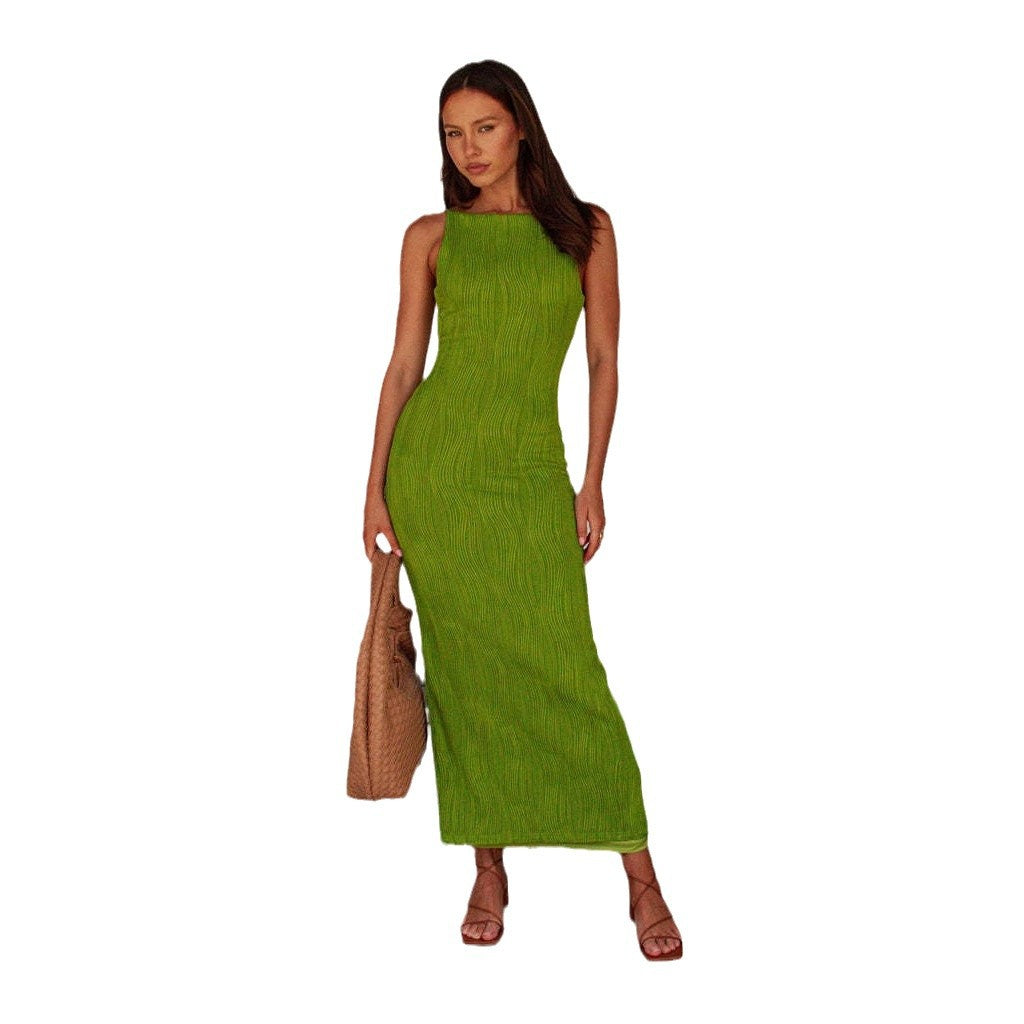 Damen Langarm Maxikleid mit elegantem Rippstrickmuster und körpernahem Schnitt R&B