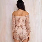 Damen Elegantes Playsuit mit floralen Paillettenverzierungen und off-shoulder Design R&B