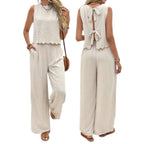 Damen Lässiger Jumpsuit mit elegantem Rückenausschnitt und weitem Bein R&B