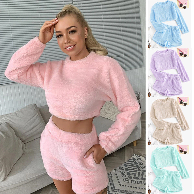 Damen Kuschelige Plüsch-Pyjama-Set R&B