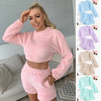 Damen Kuschelige Plüsch-Pyjama-Set R&B