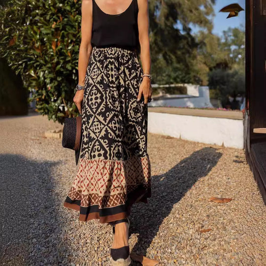 Damen Maxirock mit floralem Design und voluminösem Saum R&B
