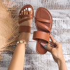 Damen Offene Sandalen mit breiten Riemen und ergonomischer Sohle R&B