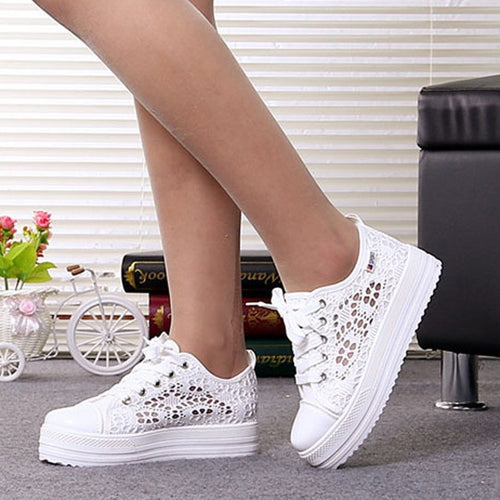 Damen Sneakers mit elegantem Spitzendesign und atmungsaktiver Spitzen-Oberfläche R&B
