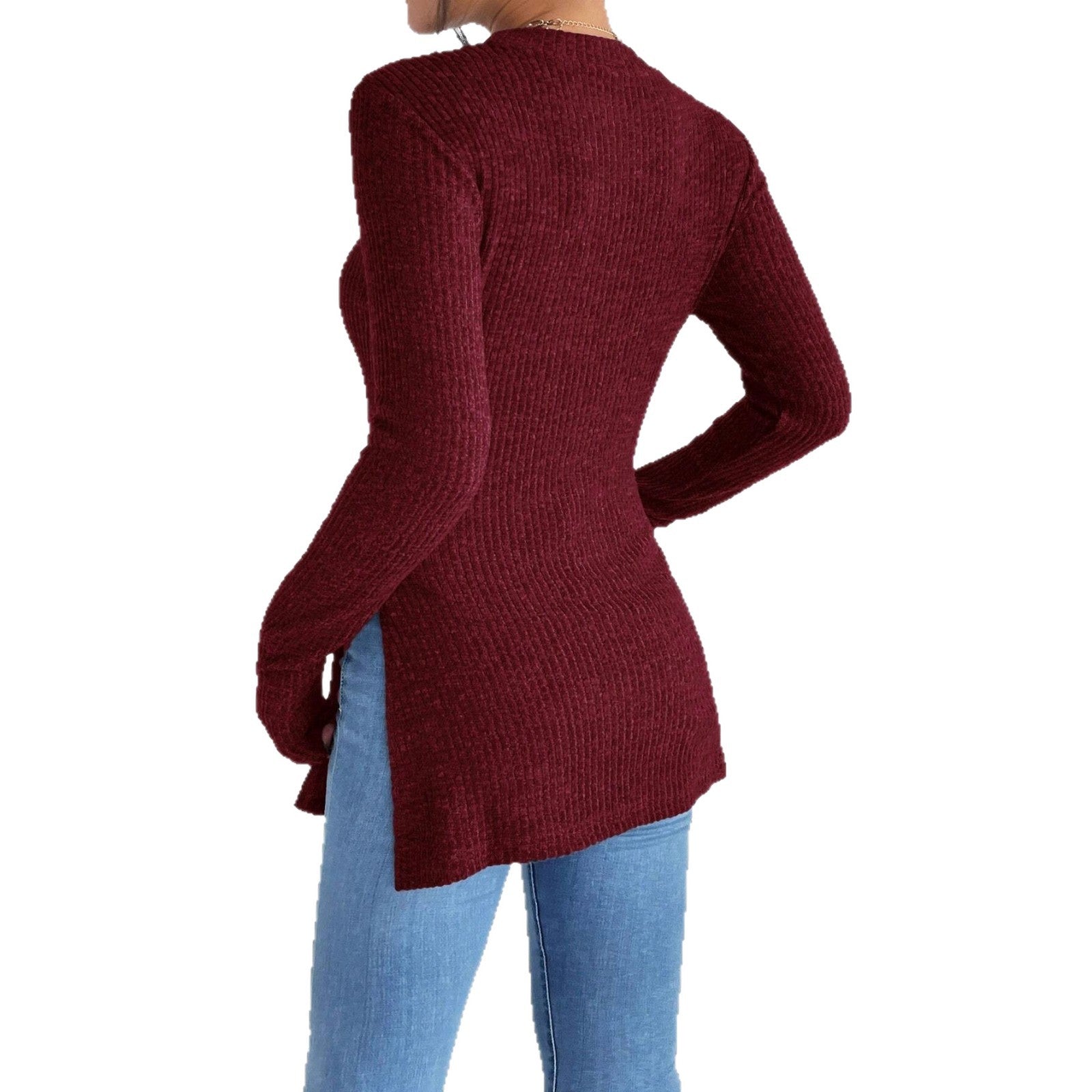 Damen Langärmliges Rippstrickoberteil R&B